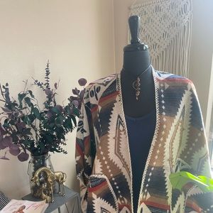 Aztec Print Poncho Vest